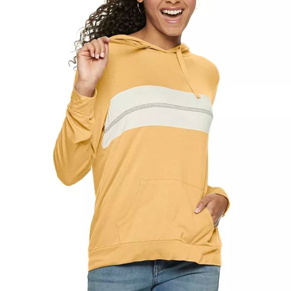 Pink Republic Stripe Pullover Super Soft T-shirt Hoodie NWOT - Picture 1 of 6